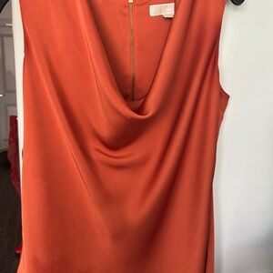 Michael Kors burnt orange silly cowl neck sleeveless top